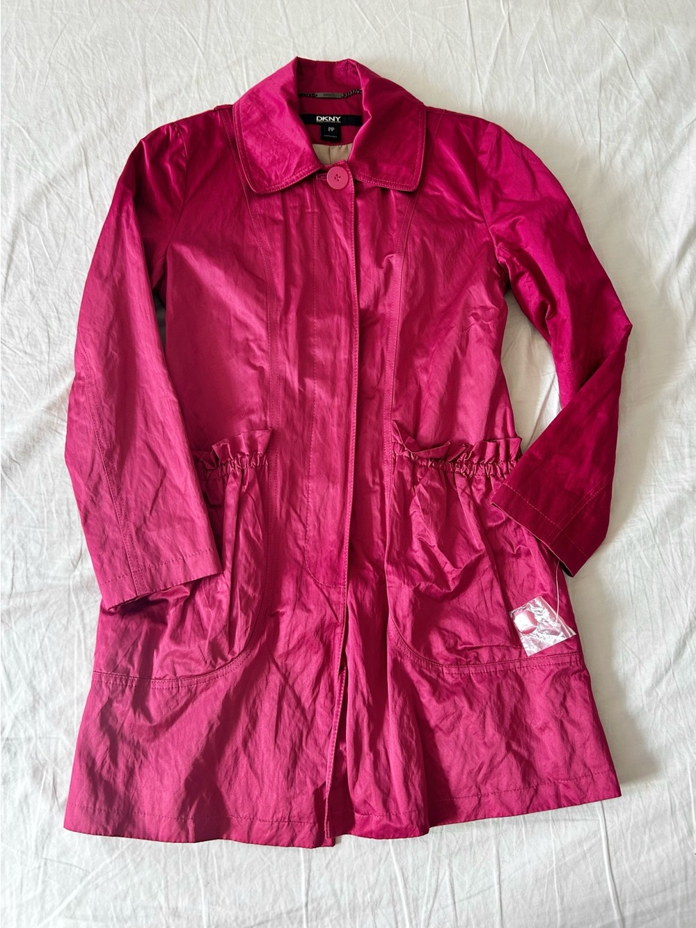 DKNY Bright Fuchsia Pink Trench Coat Women’s Jacket
